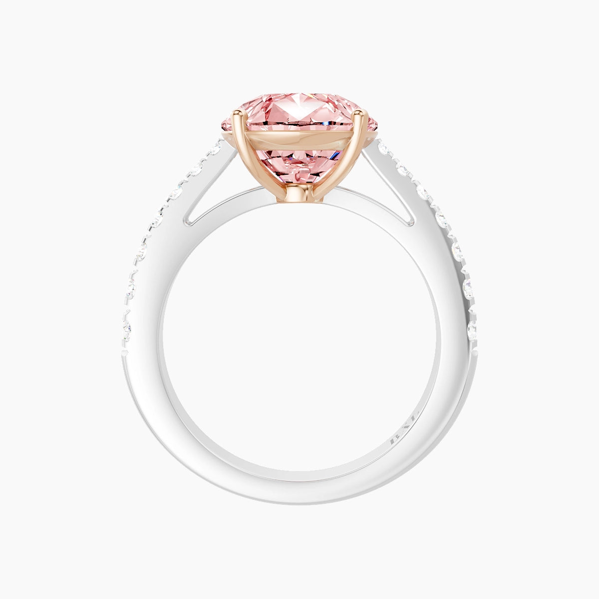 Reverse Shank | 18k White & Rose Gold 5 ct Pear Pink Lab Diamond Ring