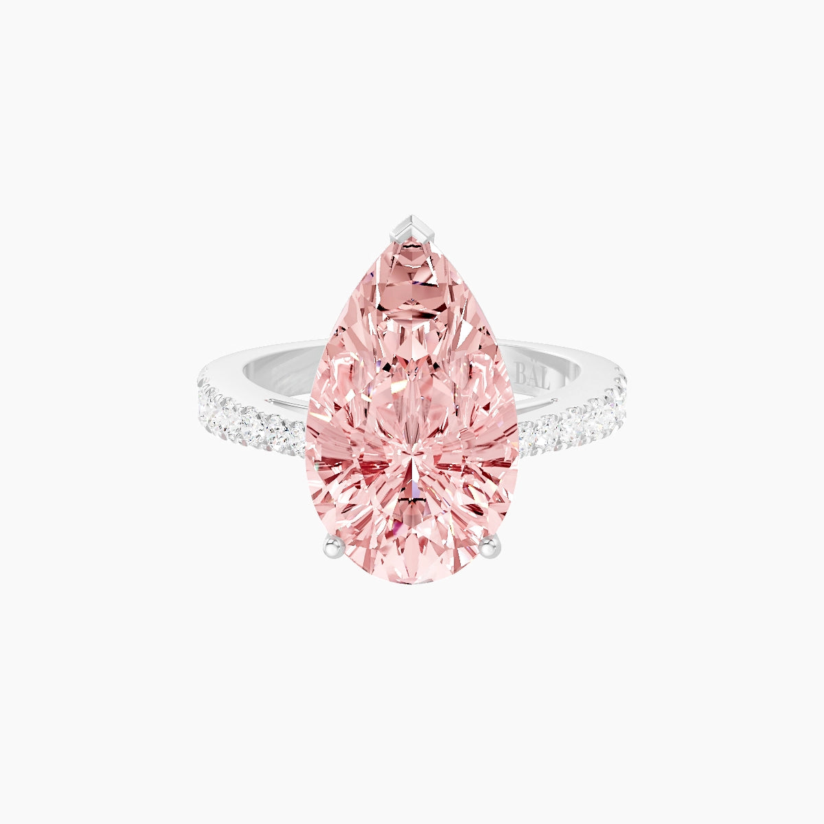 Reverse Shank | 18k White Gold 5 ct Pear Pink Lab Diamond Ring