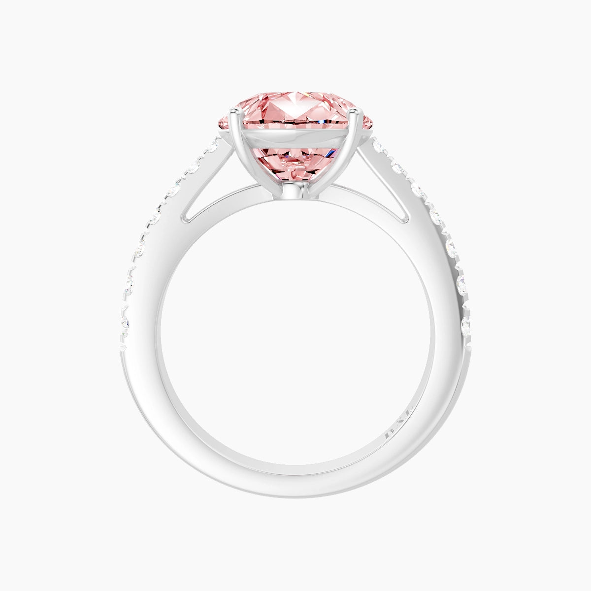 Reverse Shank | 18k White Gold 5 ct Pear Pink Lab Diamond Ring