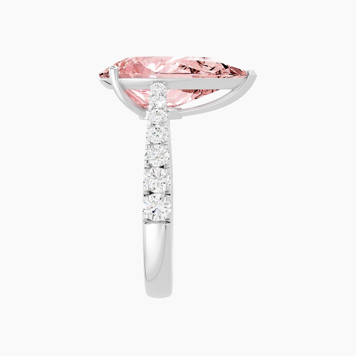 Reverse Shank | 18k White Gold 5 ct Pear Pink Lab Diamond Ring