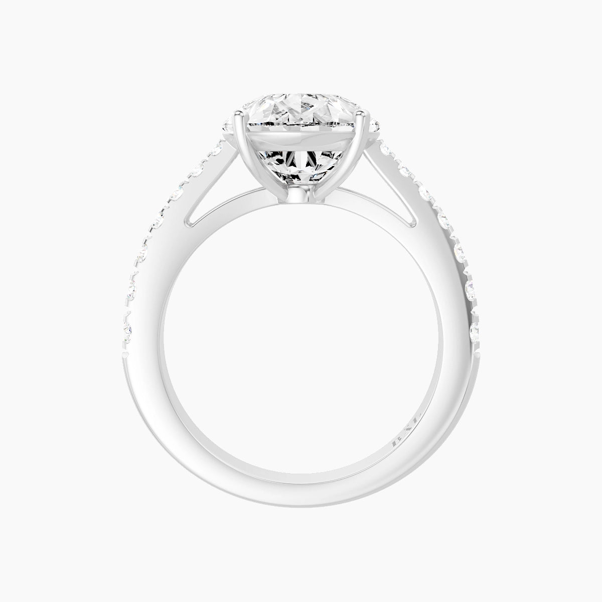 Reverse Shank | 18k White Gold 5 ct Pear White Lab Diamond Ring
