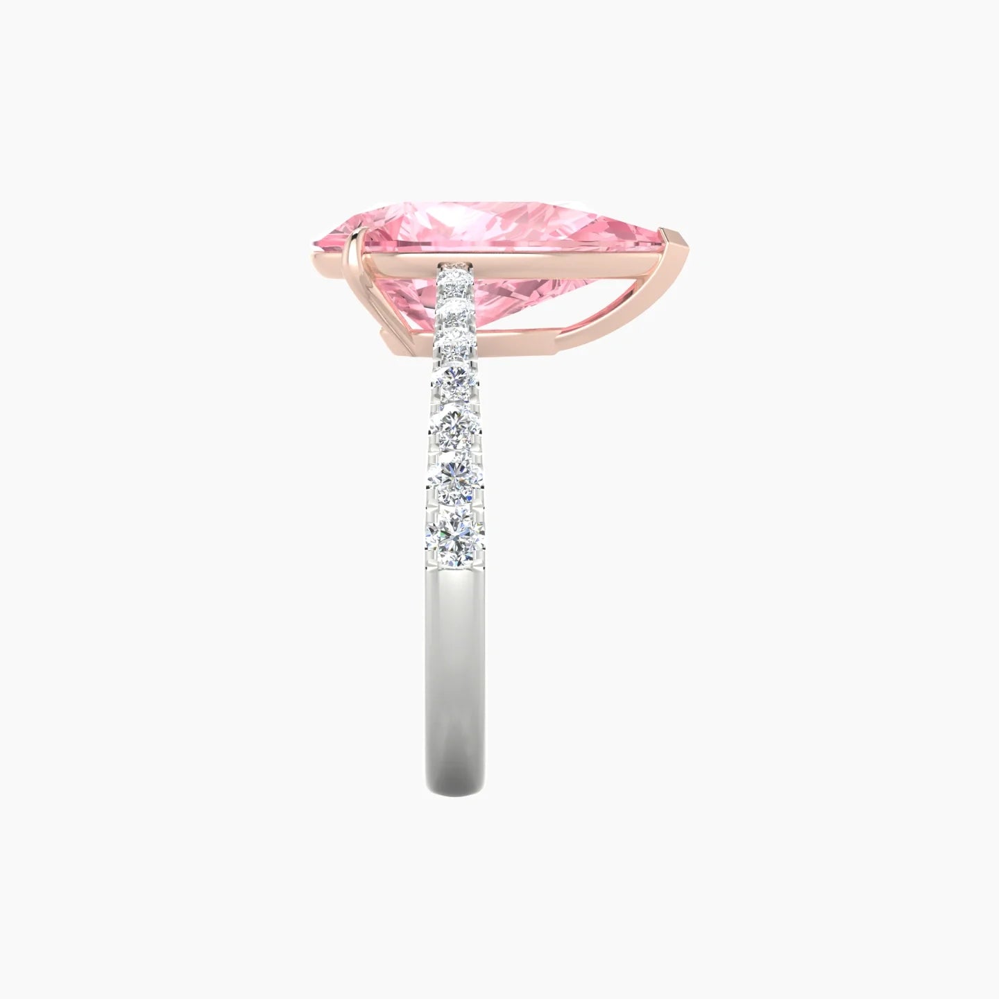 Reverse Shank | 18k White & Rose Gold 5 ct Pear Cut Ring