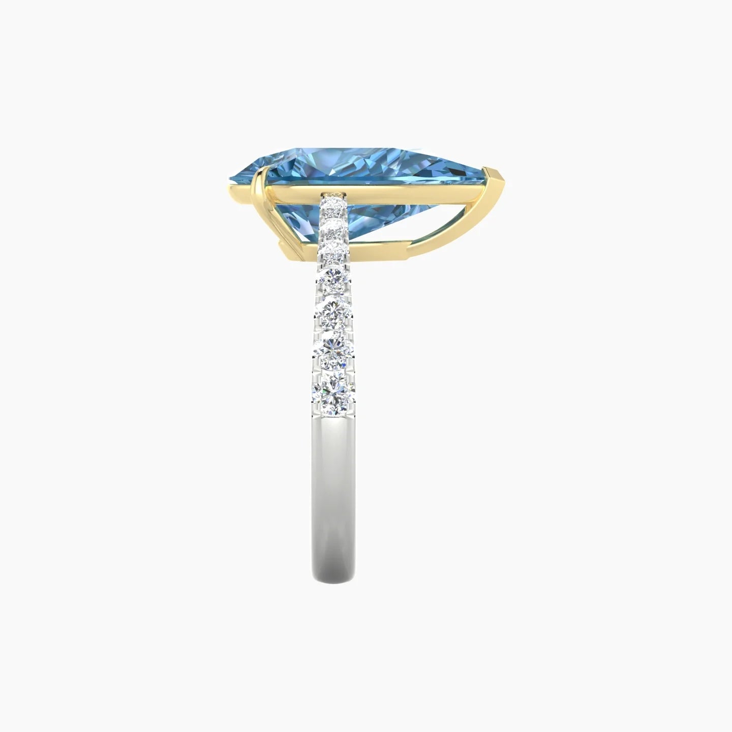 Reverse Shank | 18k White & Yellow Gold 5 ct Pear Cut Ring