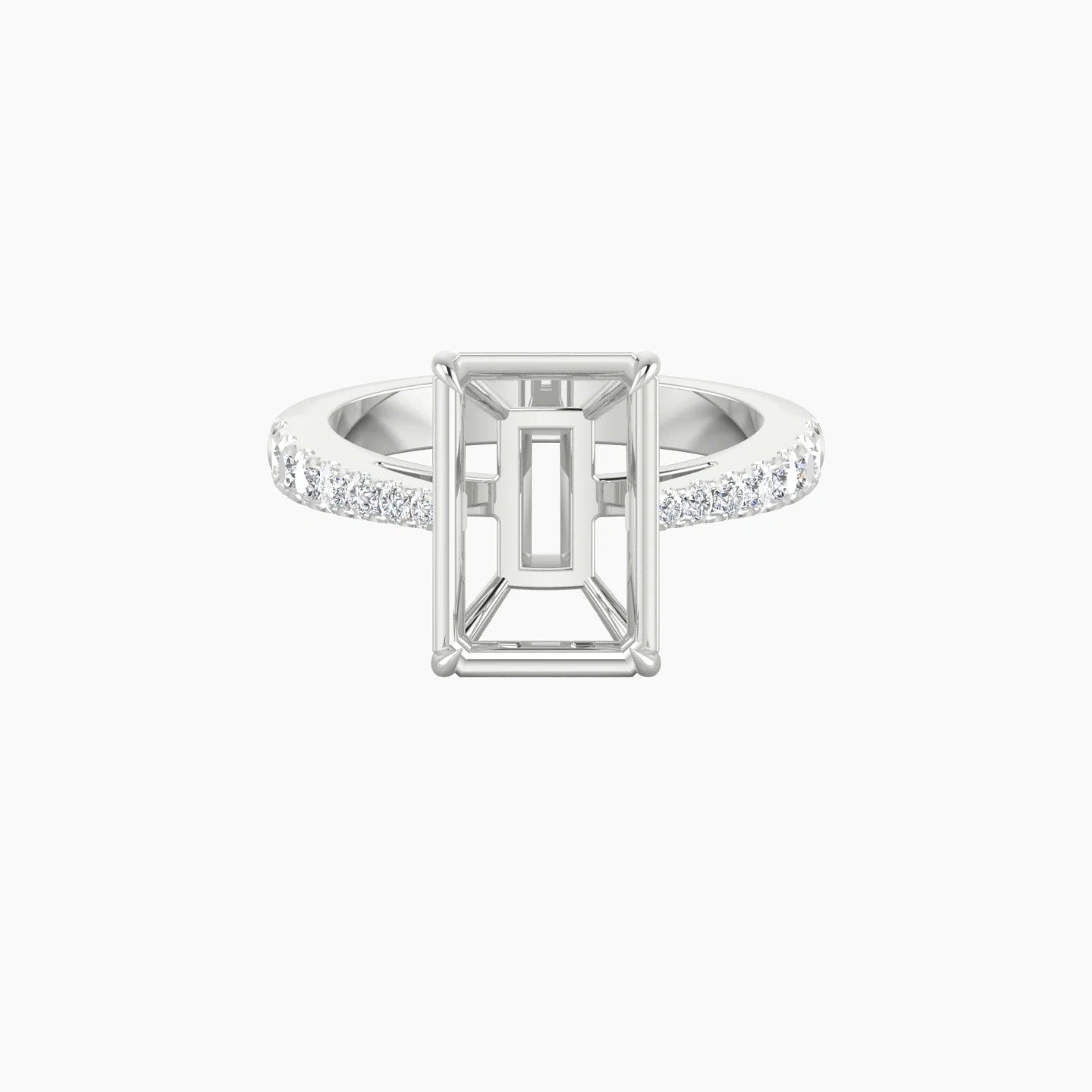 Reverse Shank | 18k White Gold 5-7.99 ct Radiant Cut Ring Setting