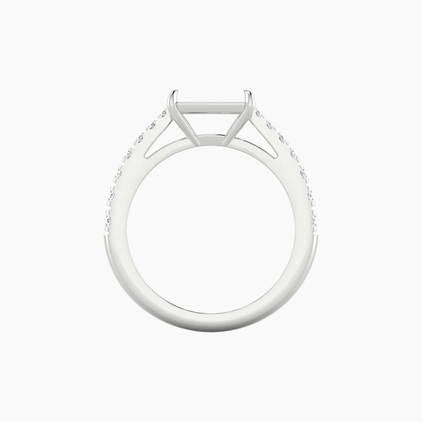 Reverse Shank | 18k White Gold 5-7.99 ct Radiant Cut Ring Setting