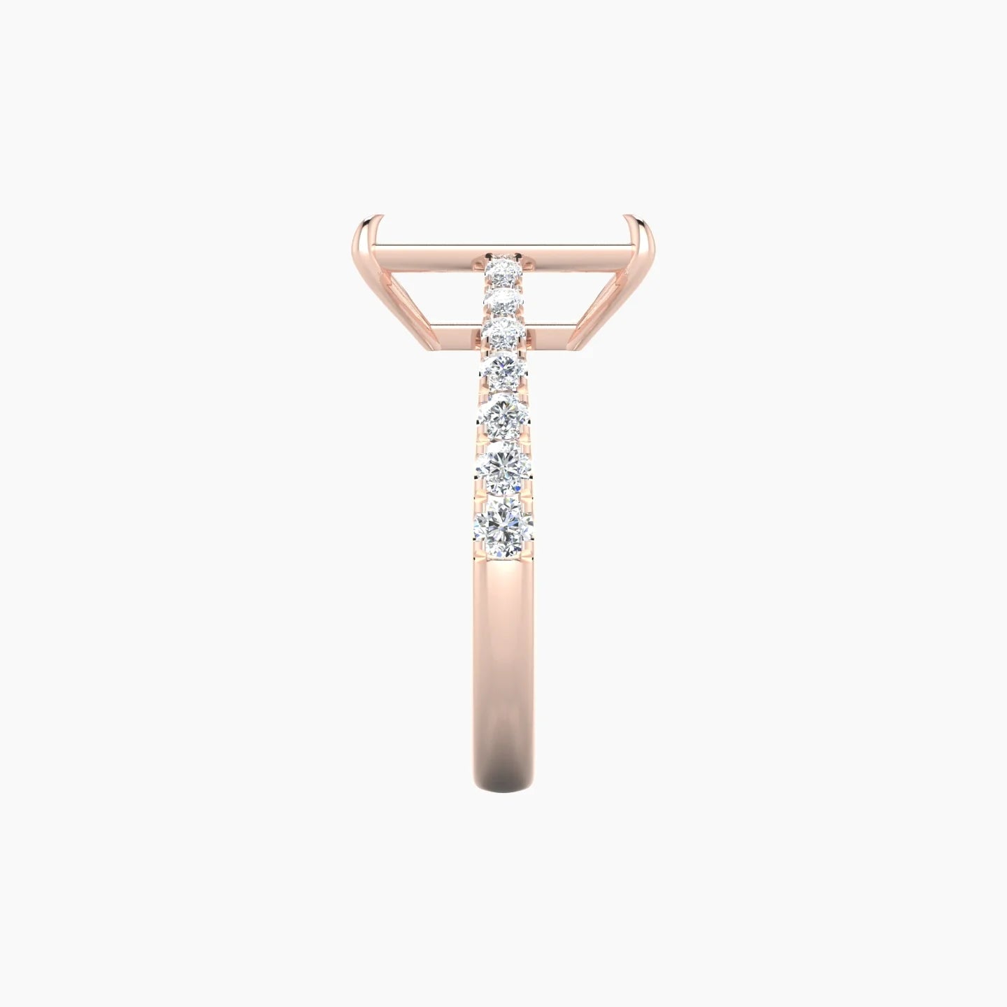 Reverse Shank | 18k Rose Gold 5-7.99 ct Radiant Cut Ring Setting