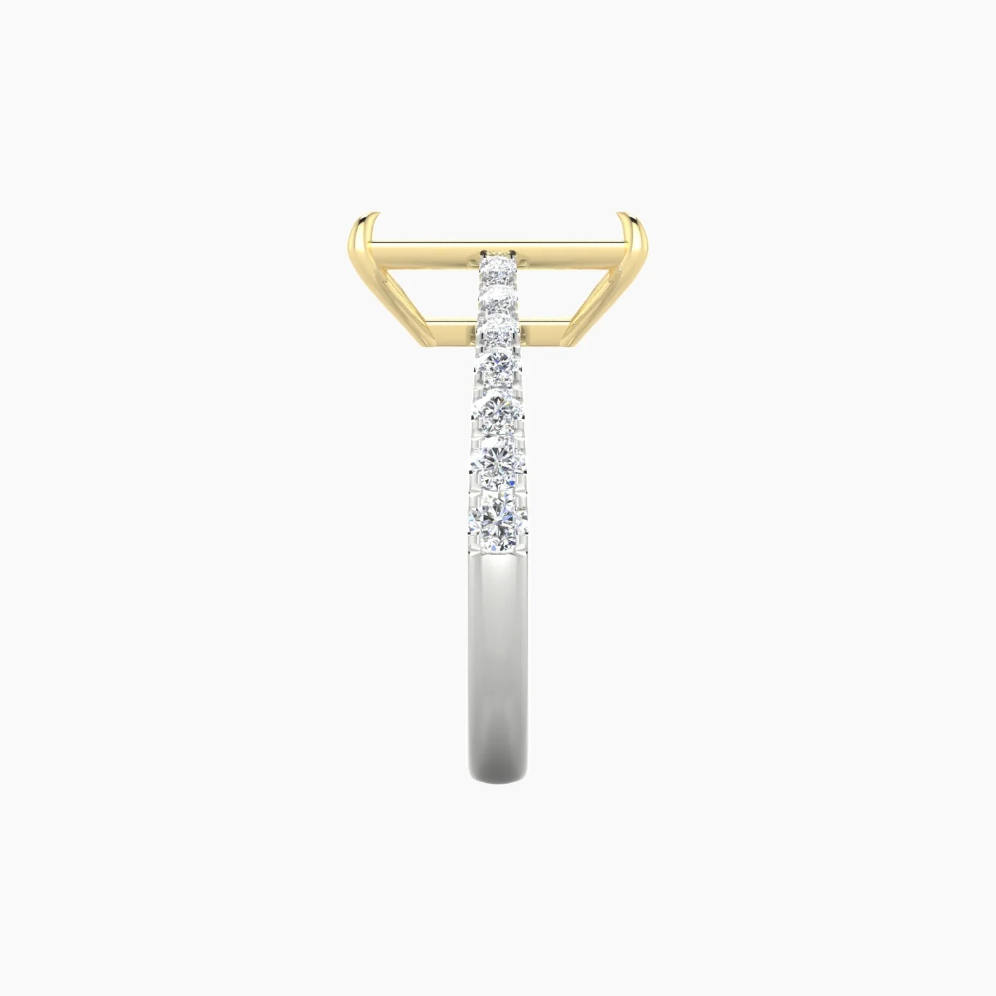 Reverse Shank | 18k White & Yellow Gold 5-7.99 ct Radiant Cut Ring Setting