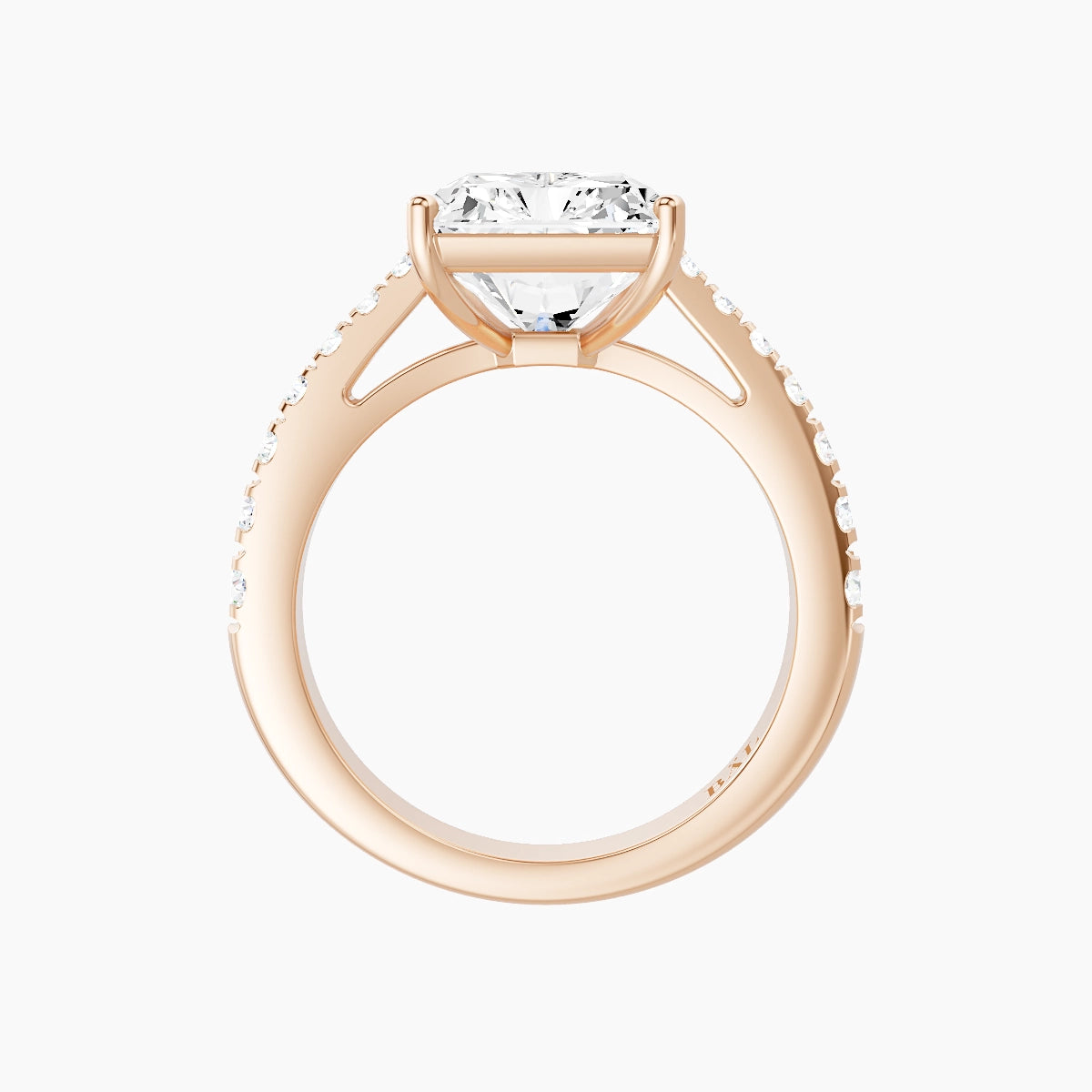 Reverse Shank | 18k Rose Gold 5 ct Radiant White Lab Diamond Ring