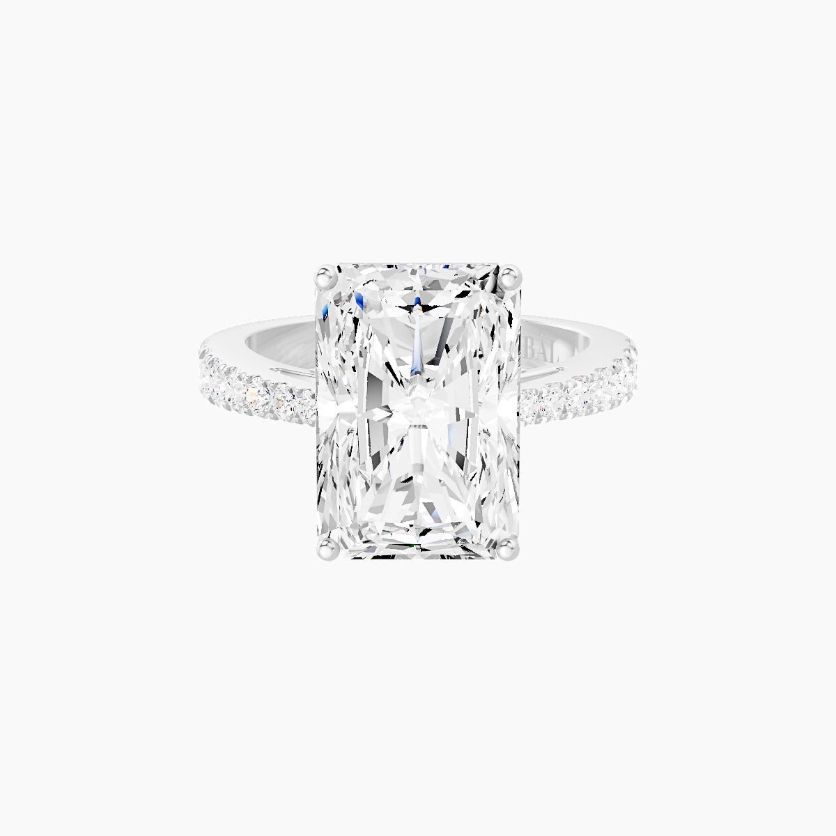 Reverse Shank | 18k White Gold 5 ct Radiant White Lab Diamond Ring