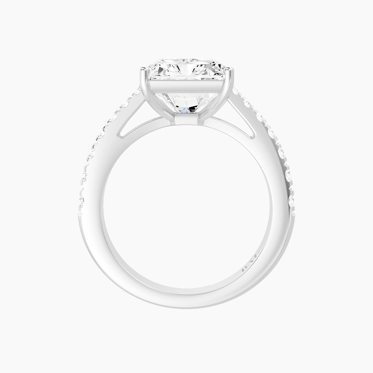 Reverse Shank | 18k White Gold 5 ct Radiant White Lab Diamond Ring