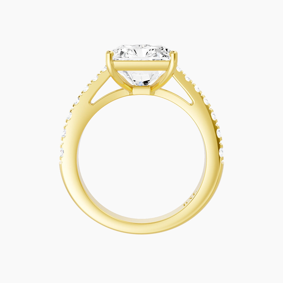Reverse Shank | 18k Yellow Gold 5 ct Radiant White Lab Diamond Ring