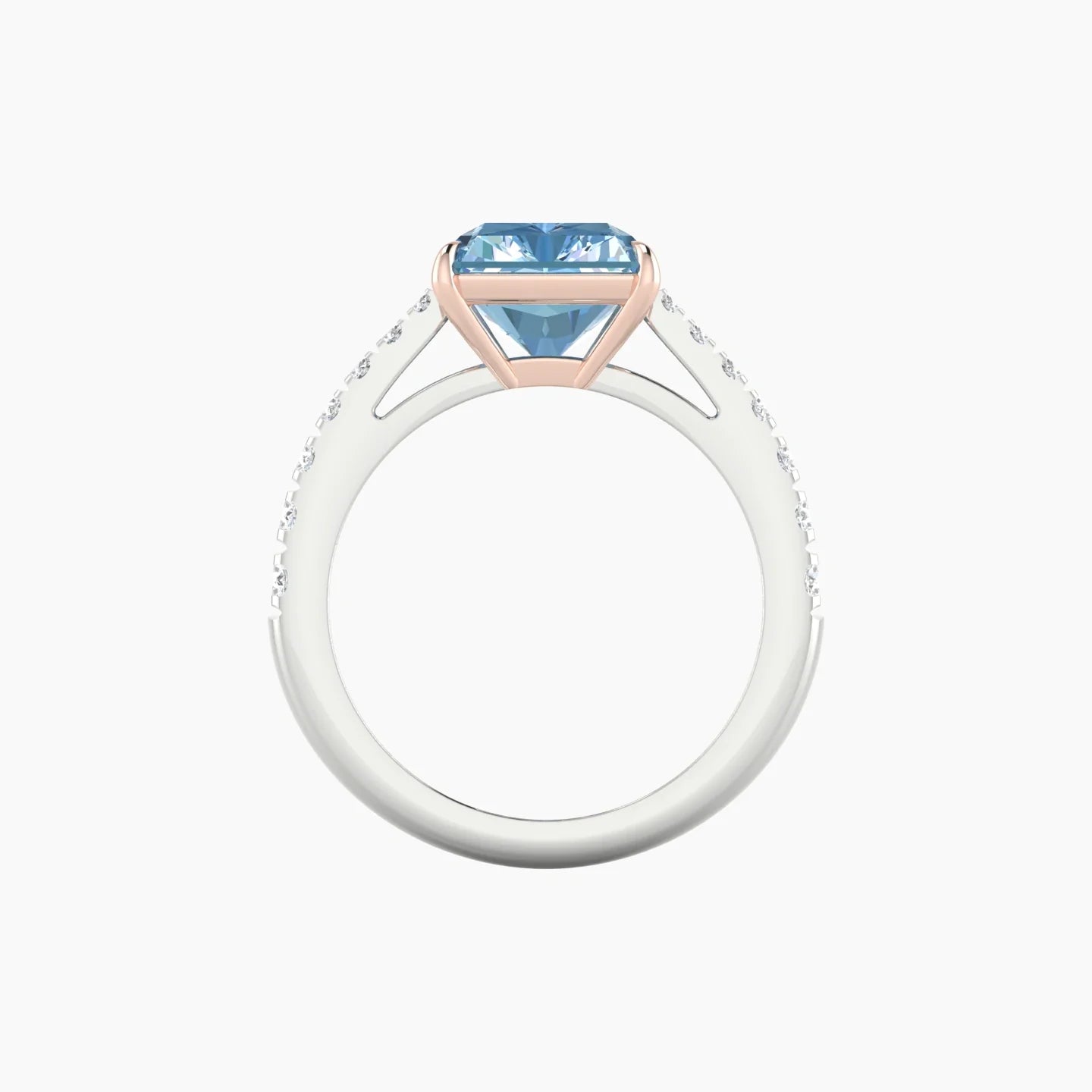 Reverse Shank | 18k White & Rose Gold 5 ct Radiant Cut Ring