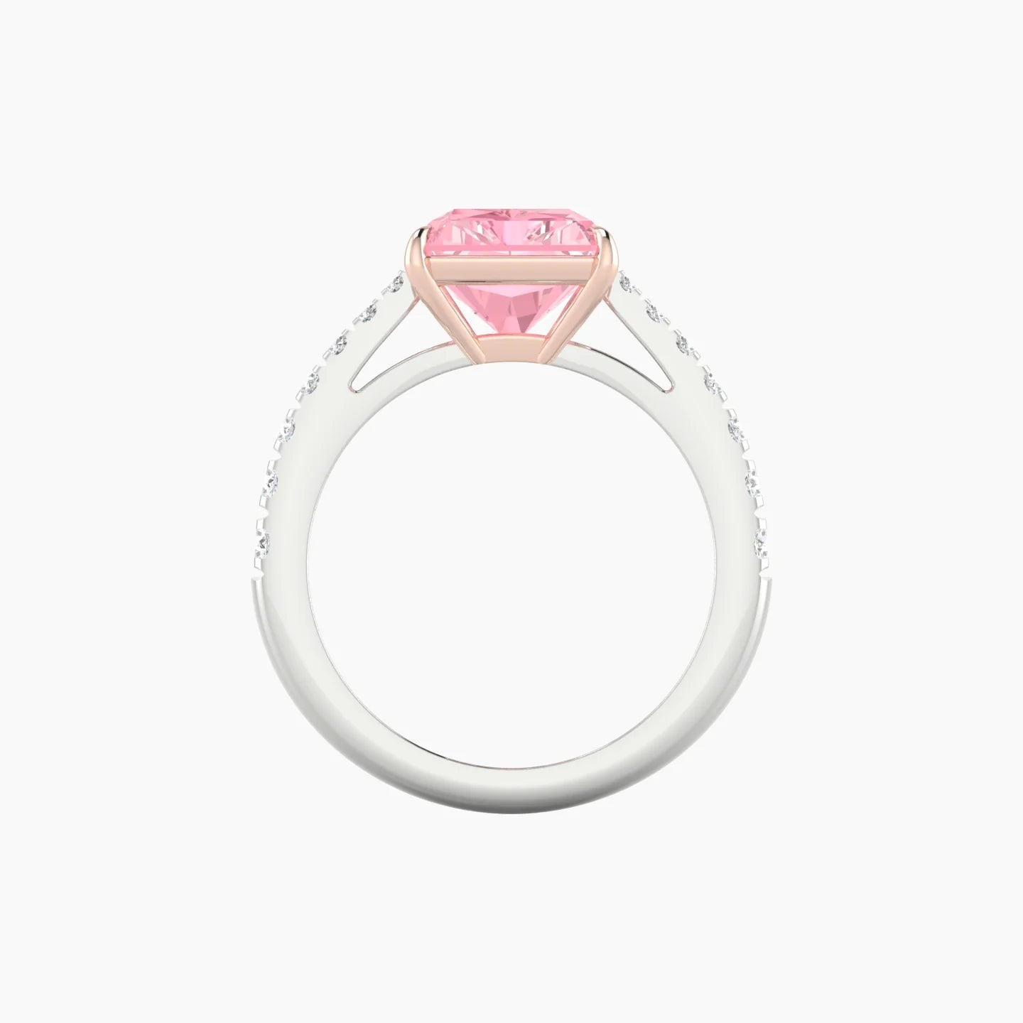 Reverse Shank | 18k White & Rose Gold 5 ct Radiant Cut Ring