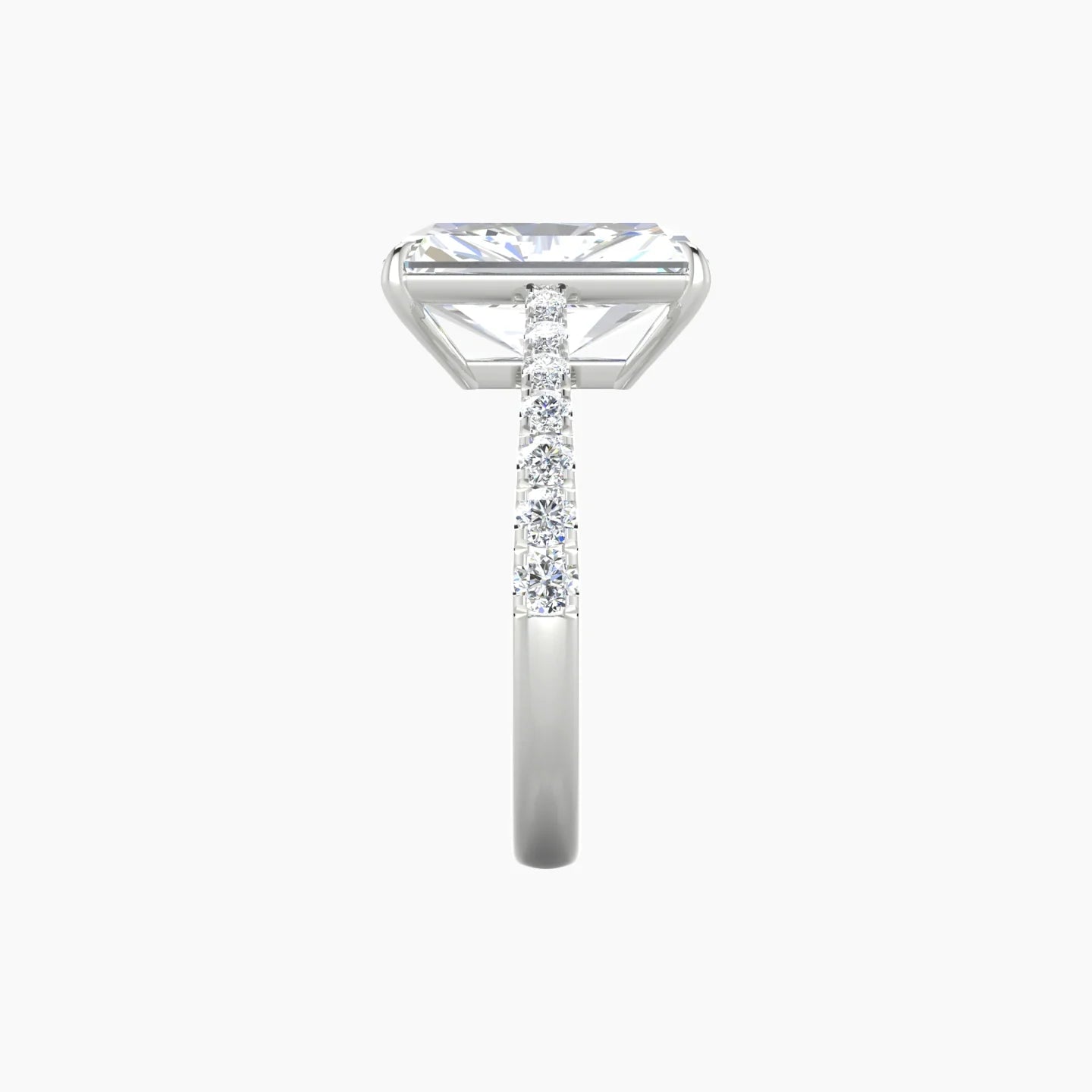 Reverse Shank | 18k White Gold 5 ct Radiant Cut Ring