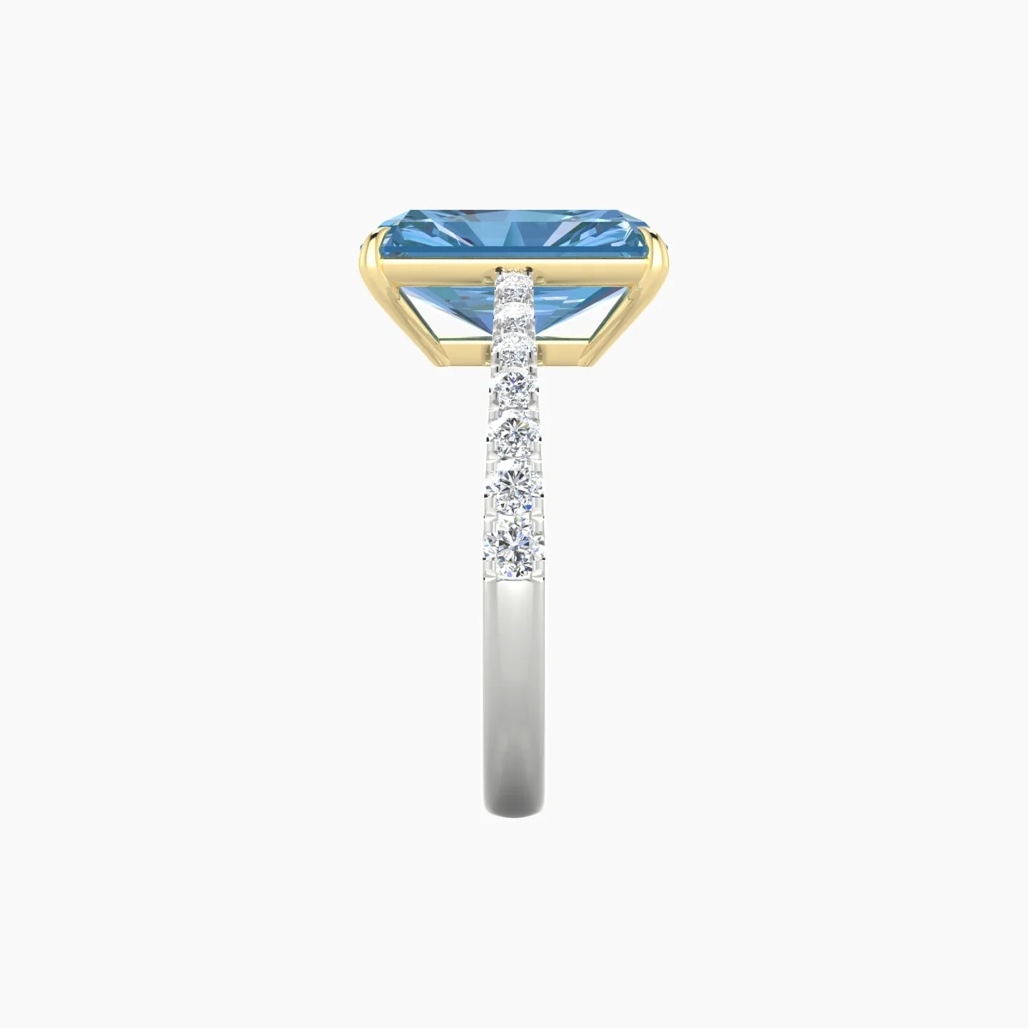 Reverse Shank | 18k White & Yellow Gold 5 ct Radiant Cut Ring