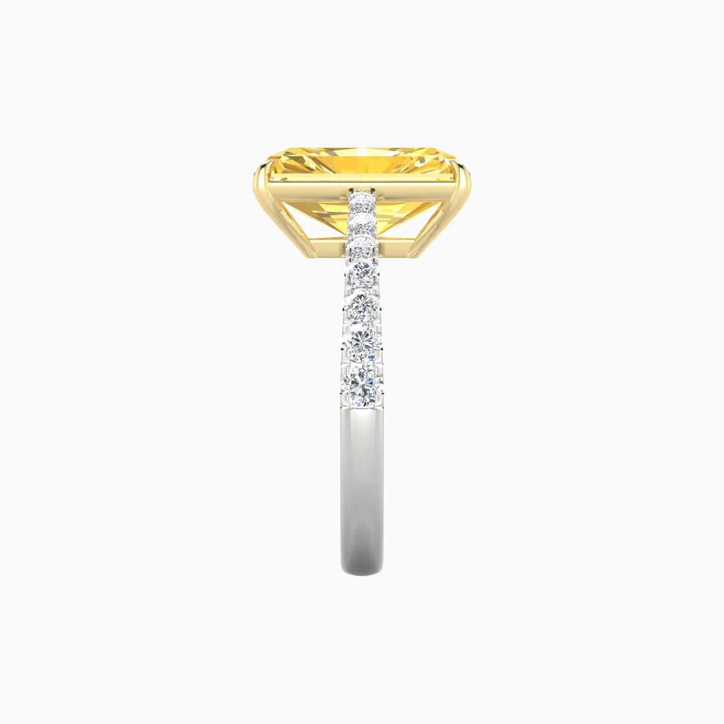 Reverse Shank | 18k White & Yellow Gold 5 ct Radiant Cut Ring