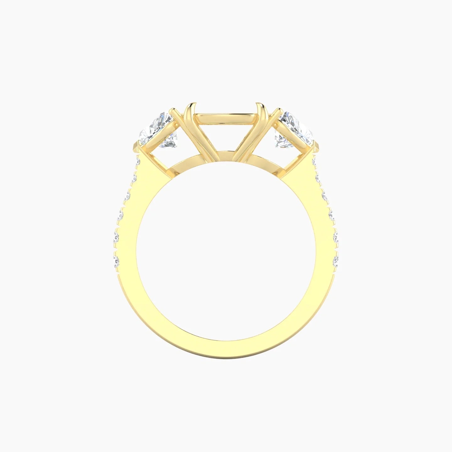 Simple Heart Trilogy with Reverse Shank | 18k Yellow Gold 5-7.99 ct Cushion Cut Ring Setting