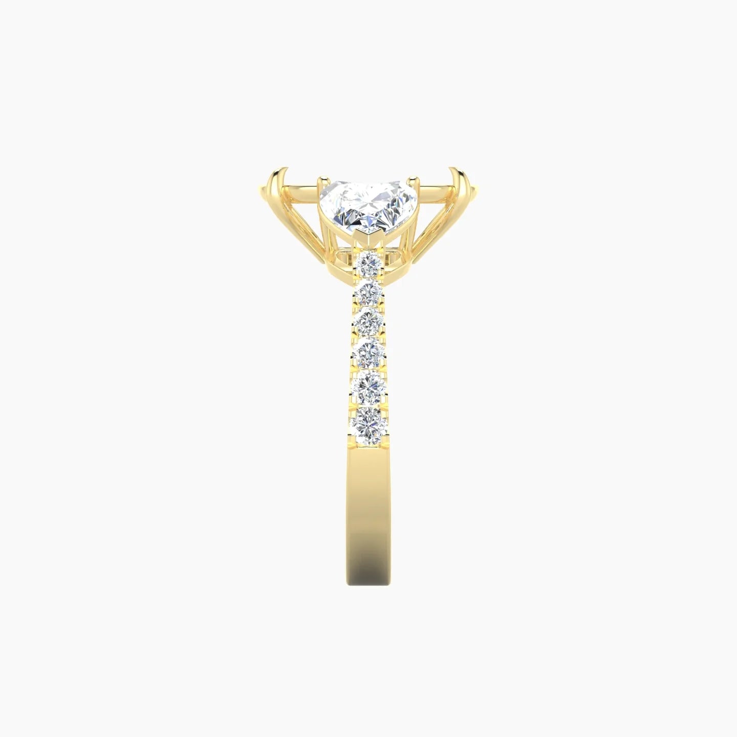 Simple Heart Trilogy with Reverse Shank | 18k Yellow Gold 5-7.99 ct Cushion Cut Ring Setting