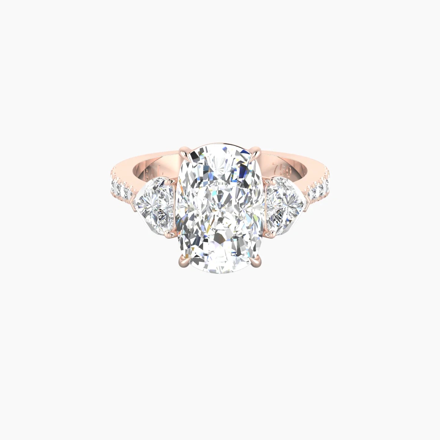 Simple Heart Trilogy with Reverse Shank | 18k Rose Gold 5 ct Cushion Cut Ring