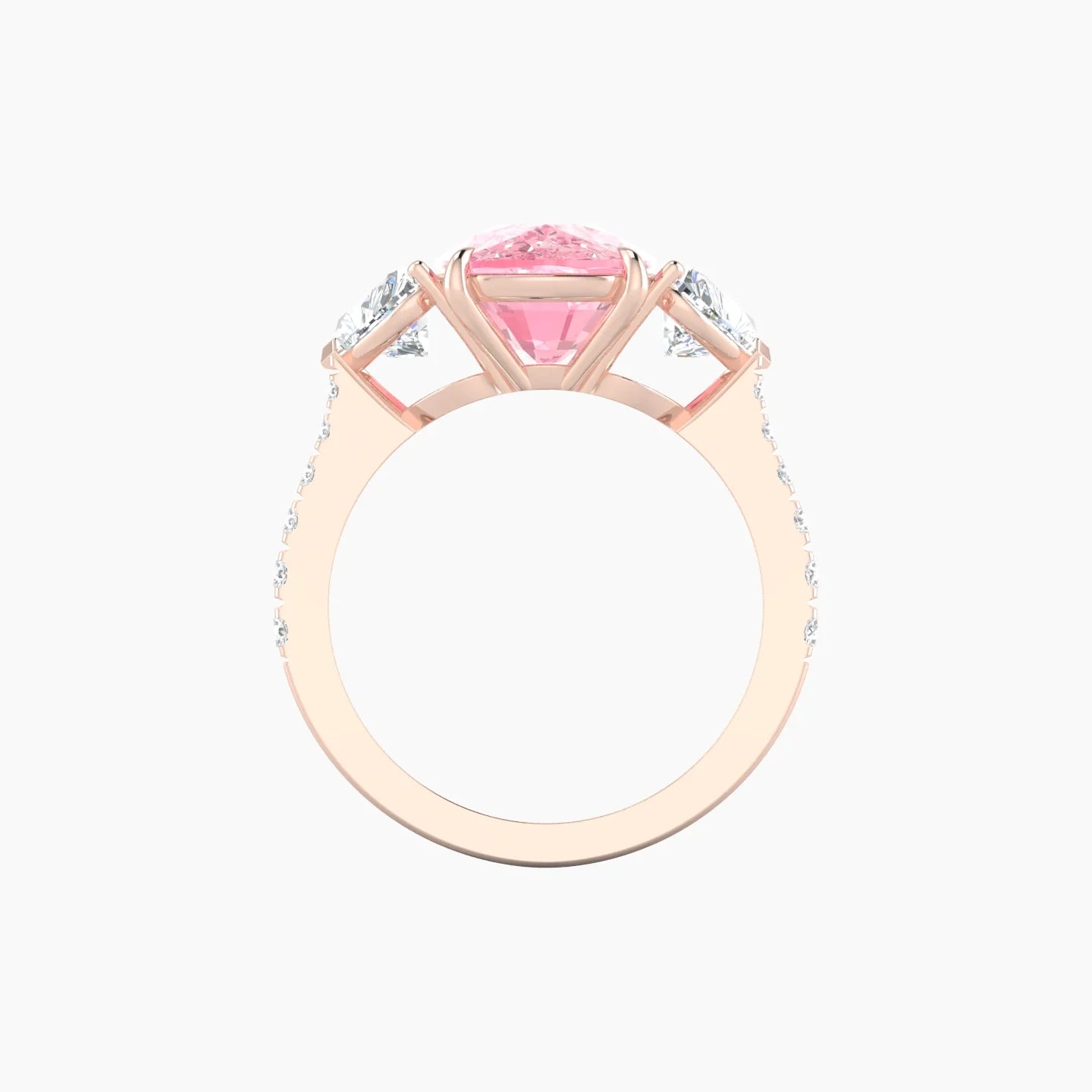 Simple Heart Trilogy with Reverse Shank | 18k Rose Gold 5 ct Cushion Cut Ring