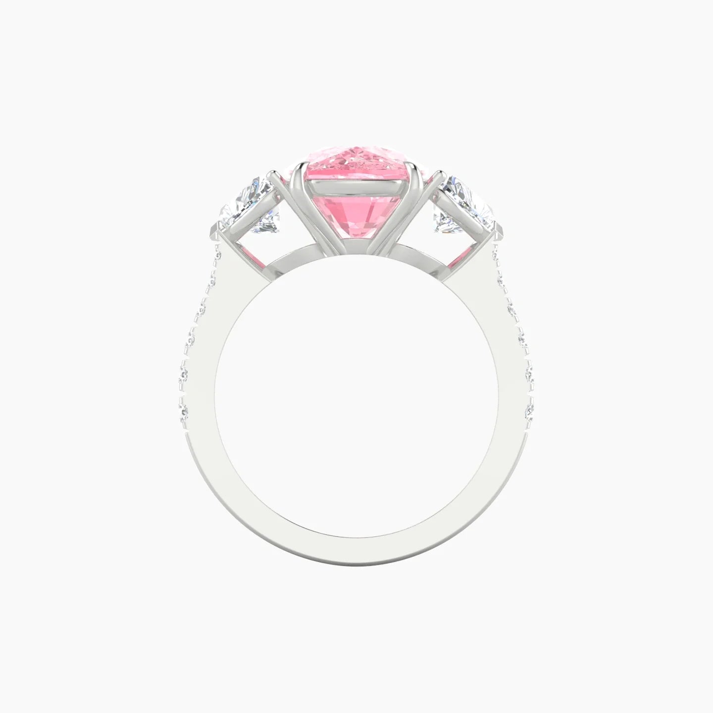 Simple Heart Trilogy with Reverse Shank | 18k White Gold 5 ct Cushion Cut Ring