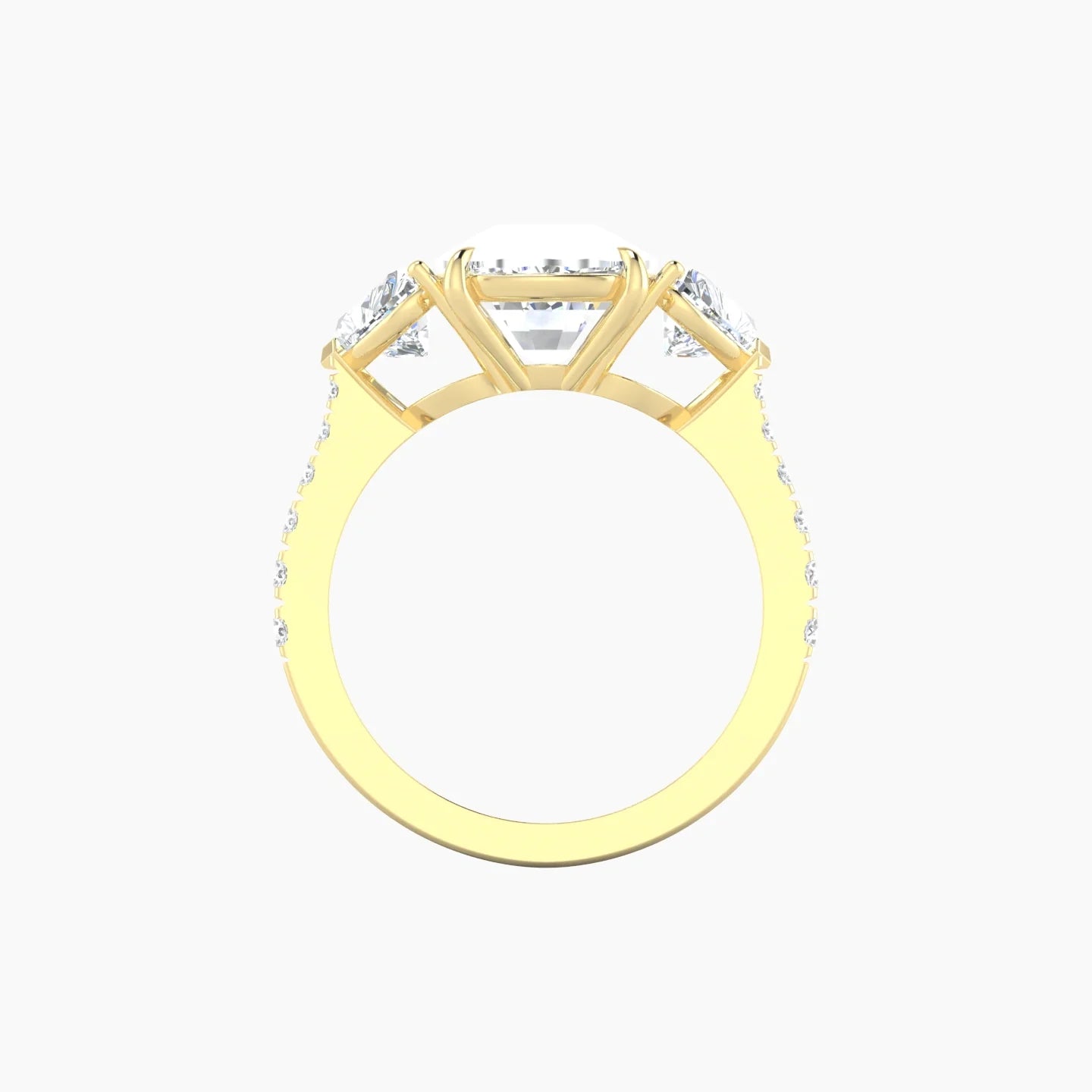 Simple Heart Trilogy with Reverse Shank | 18k Yellow Gold 5 ct Cushion Cut Ring