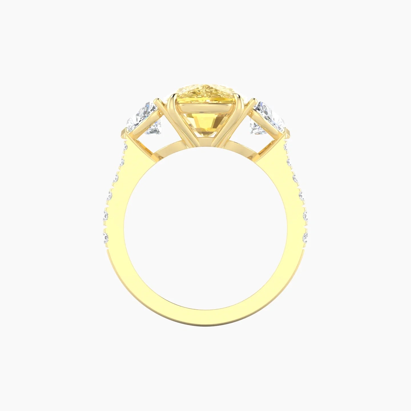 Simple Heart Trilogy with Reverse Shank | 18k Yellow Gold 5 ct Cushion Cut Ring