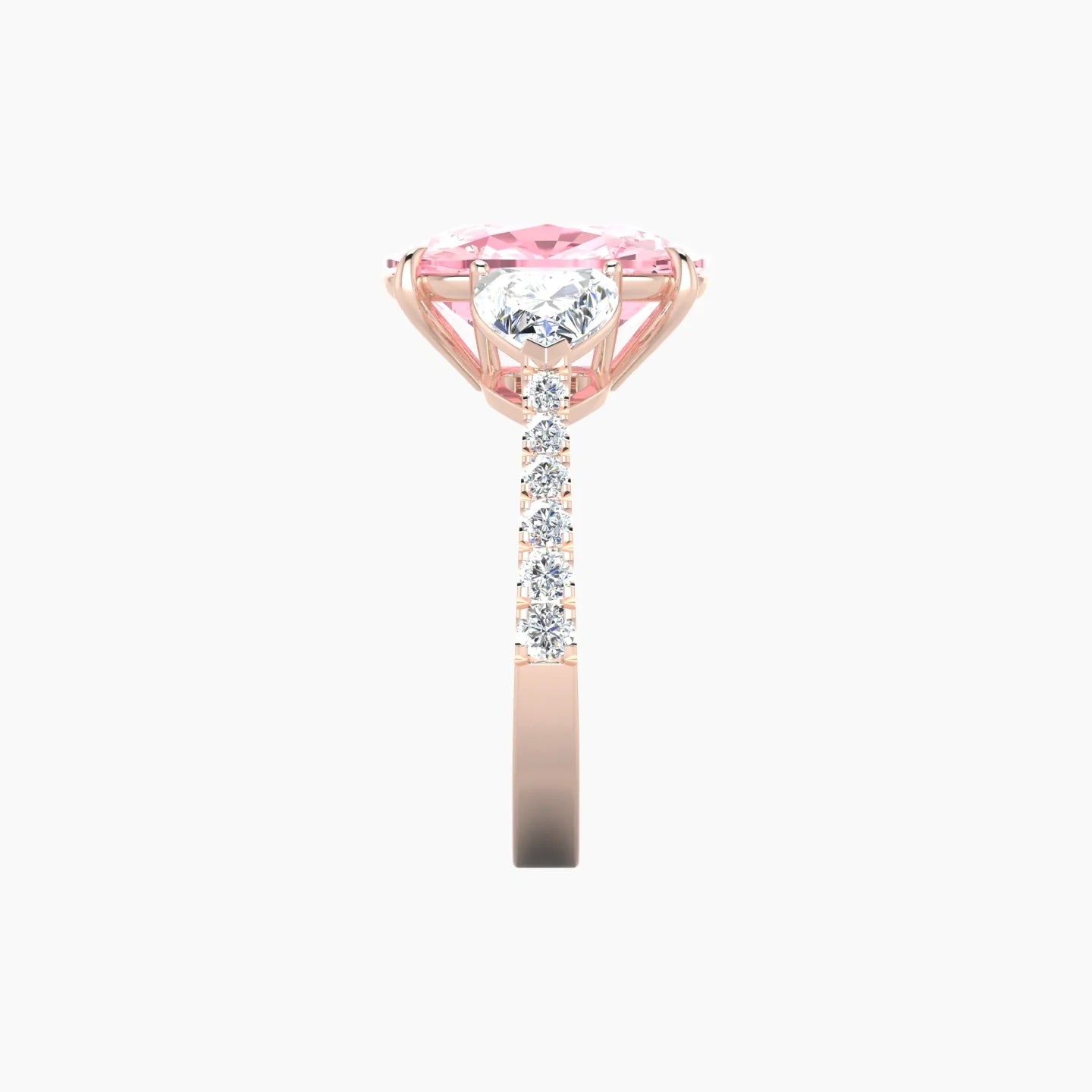 Simple Heart Trilogy with Reverse Shank | 18k Rose Gold 5 ct Cushion Cut Ring