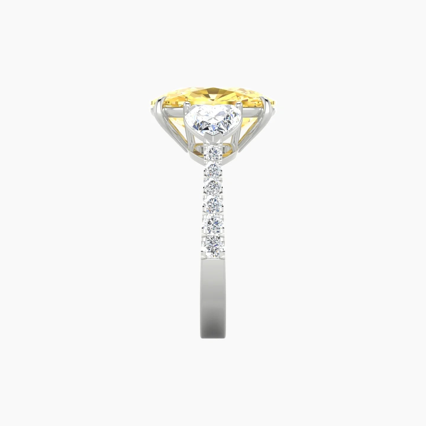 Simple Heart Trilogy with Reverse Shank | 18k White Gold 5 ct Cushion Cut Ring