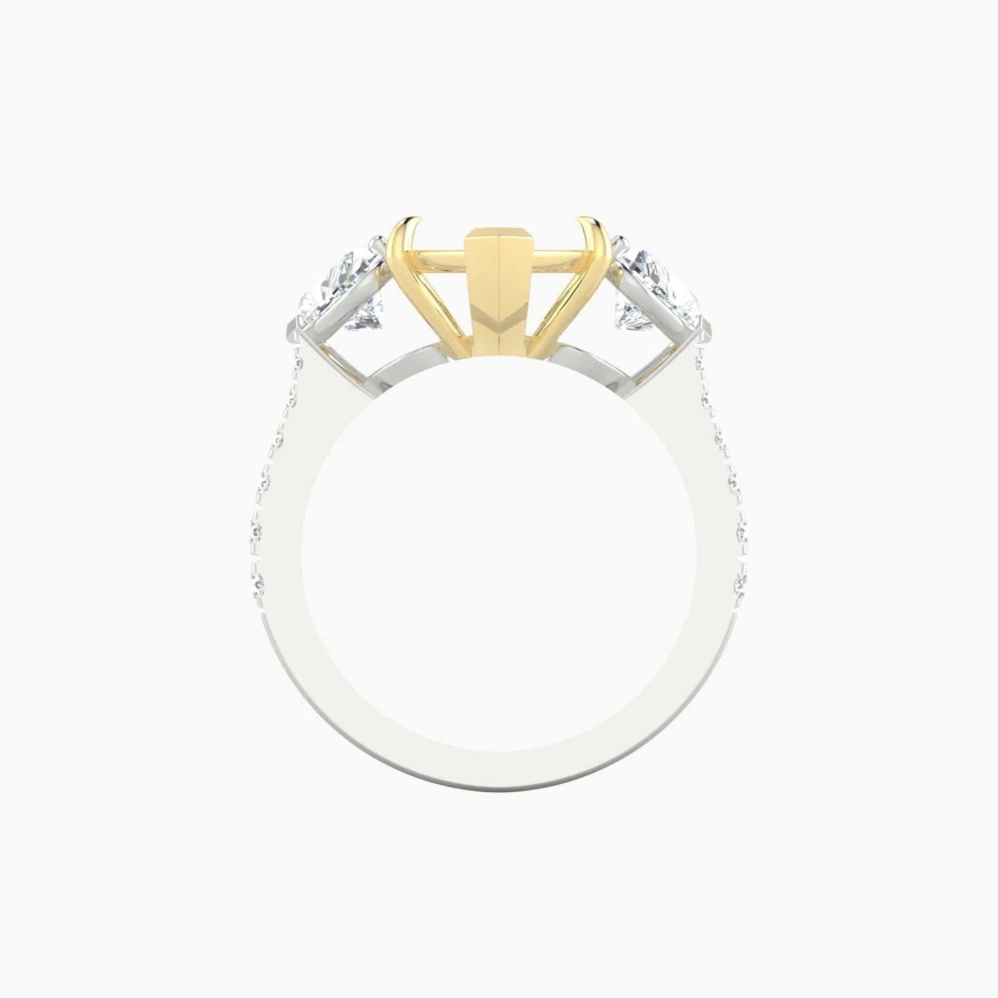 Simple Heart Trilogy with Reverse Shank | 18k White & Yellow Gold 5-7.99 ct Marquise Cut Ring Setting
