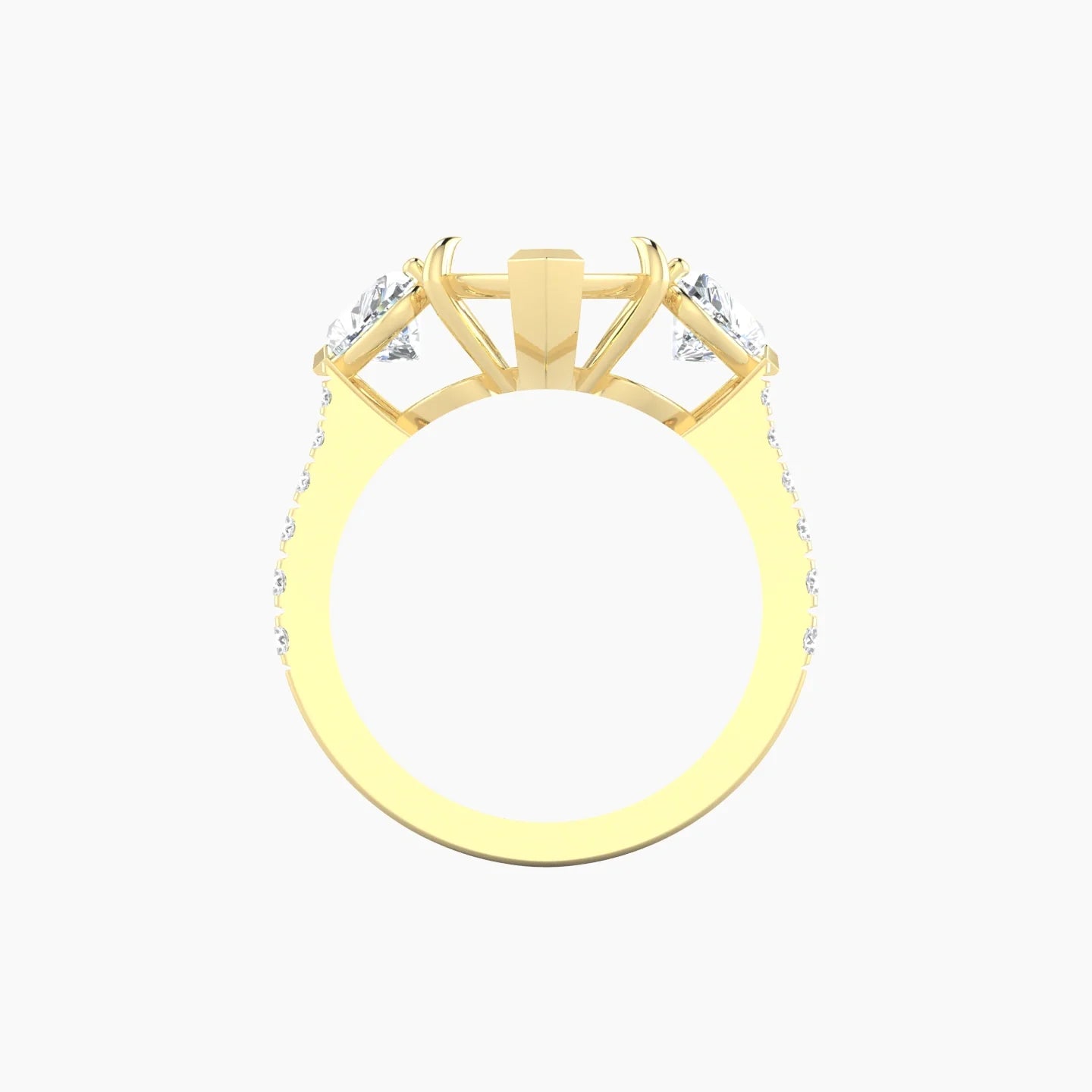 Simple Heart Trilogy with Reverse Shank | 18k Yellow Gold 5-7.99 ct Marquise Cut Ring Setting
