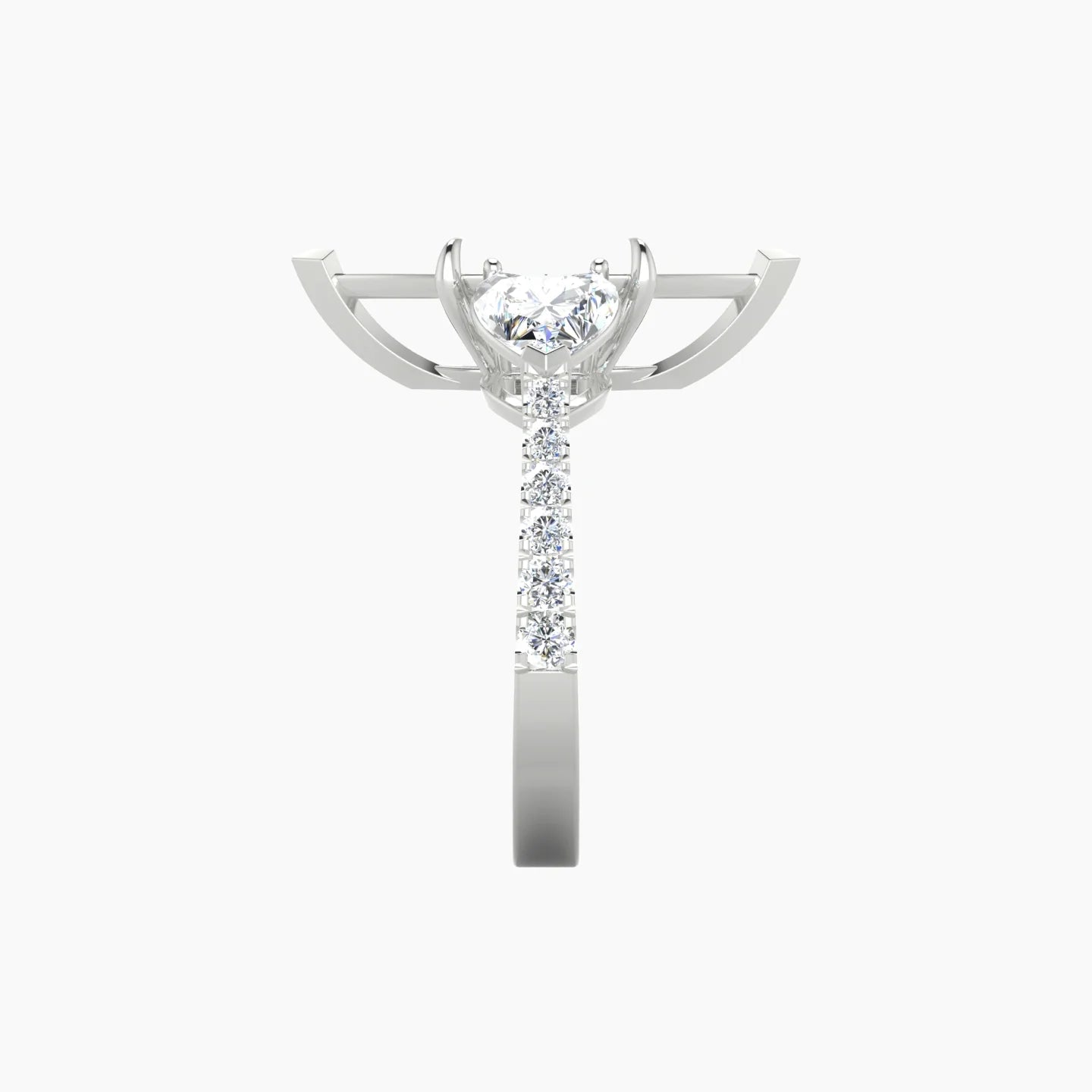 Simple Heart Trilogy with Reverse Shank | 18k White Gold 5-7.99 ct Marquise Cut Ring Setting