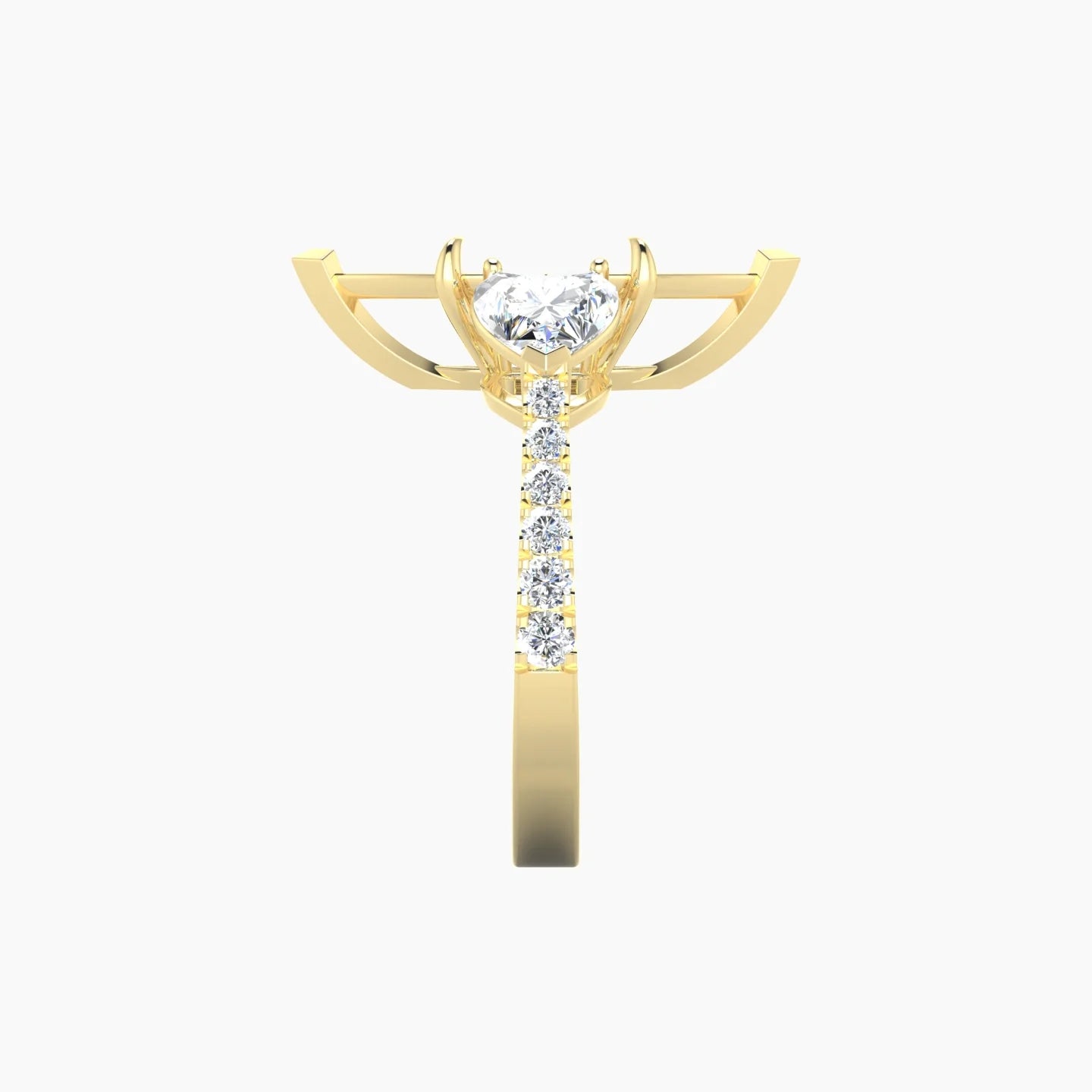 Simple Heart Trilogy with Reverse Shank | 18k Yellow Gold 5-7.99 ct Marquise Cut Ring Setting