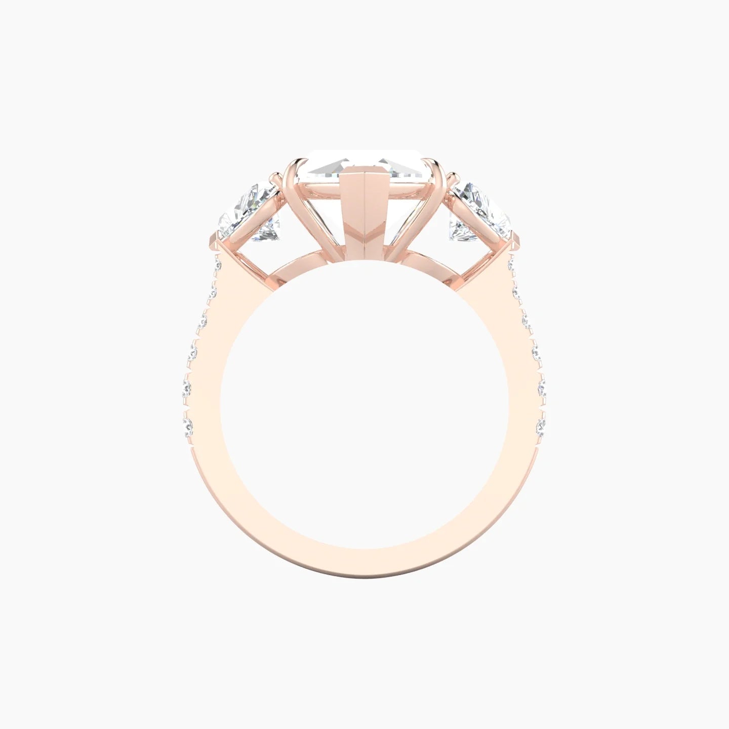 Simple Heart Trilogy with Reverse Shank | 18k Rose Gold 5 ct Marquise Cut Ring