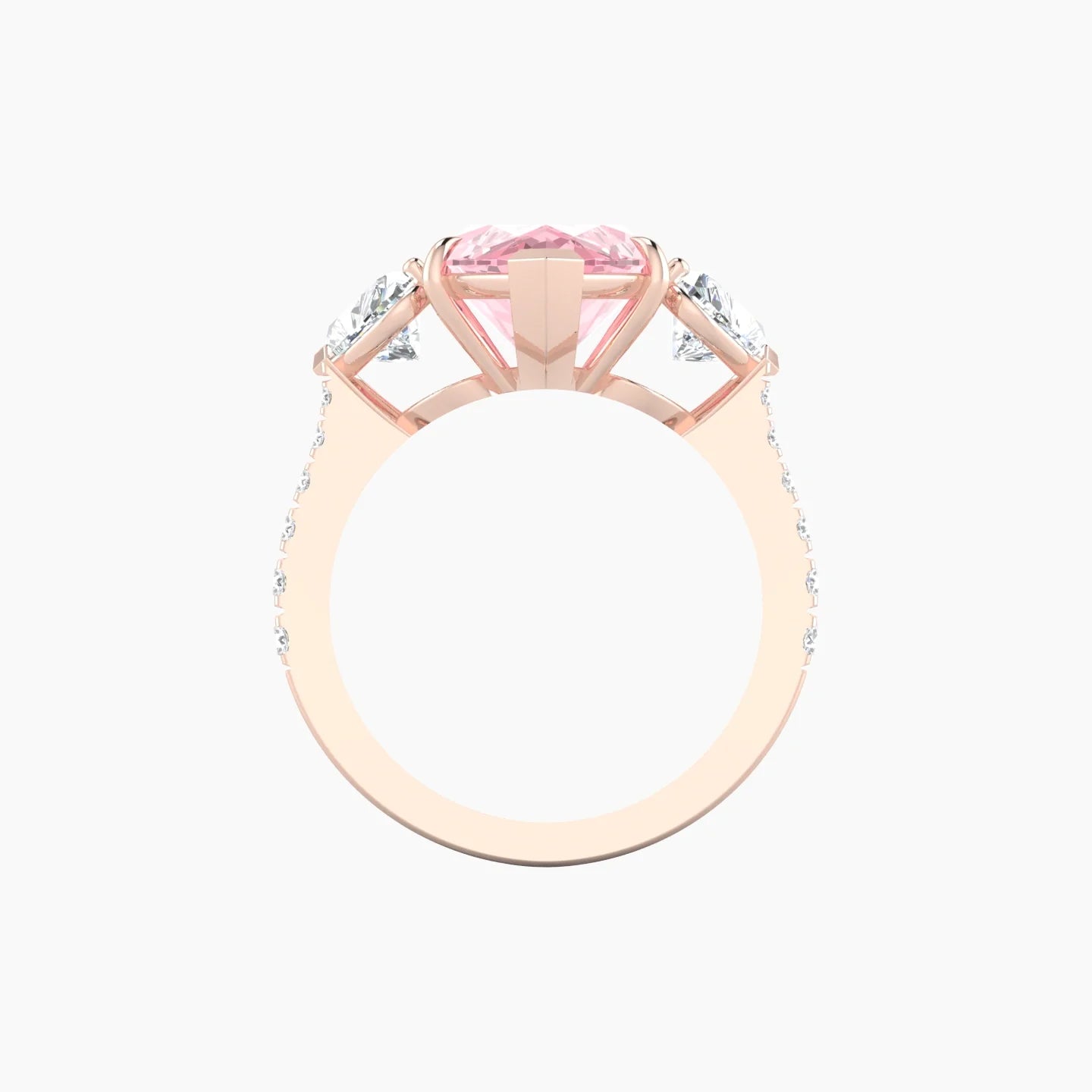 Simple Heart Trilogy with Reverse Shank | 18k Rose Gold 5 ct Marquise Cut Ring