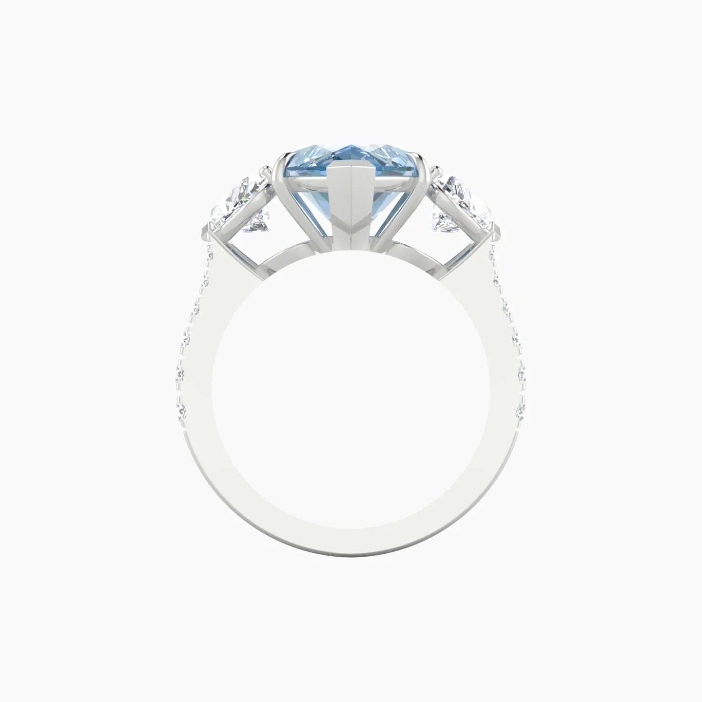Simple Heart Trilogy with Reverse Shank | 18k White Gold 5 ct Marquise Cut Ring