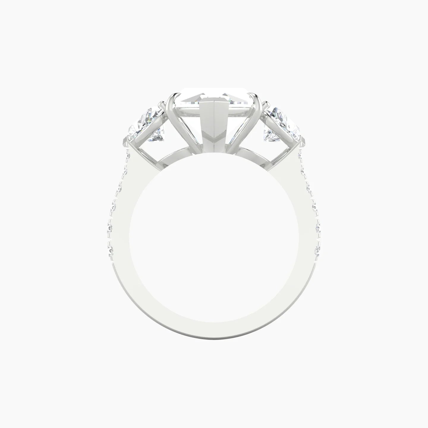 Simple Heart Trilogy with Reverse Shank | 18k White Gold 5 ct Marquise Cut Ring