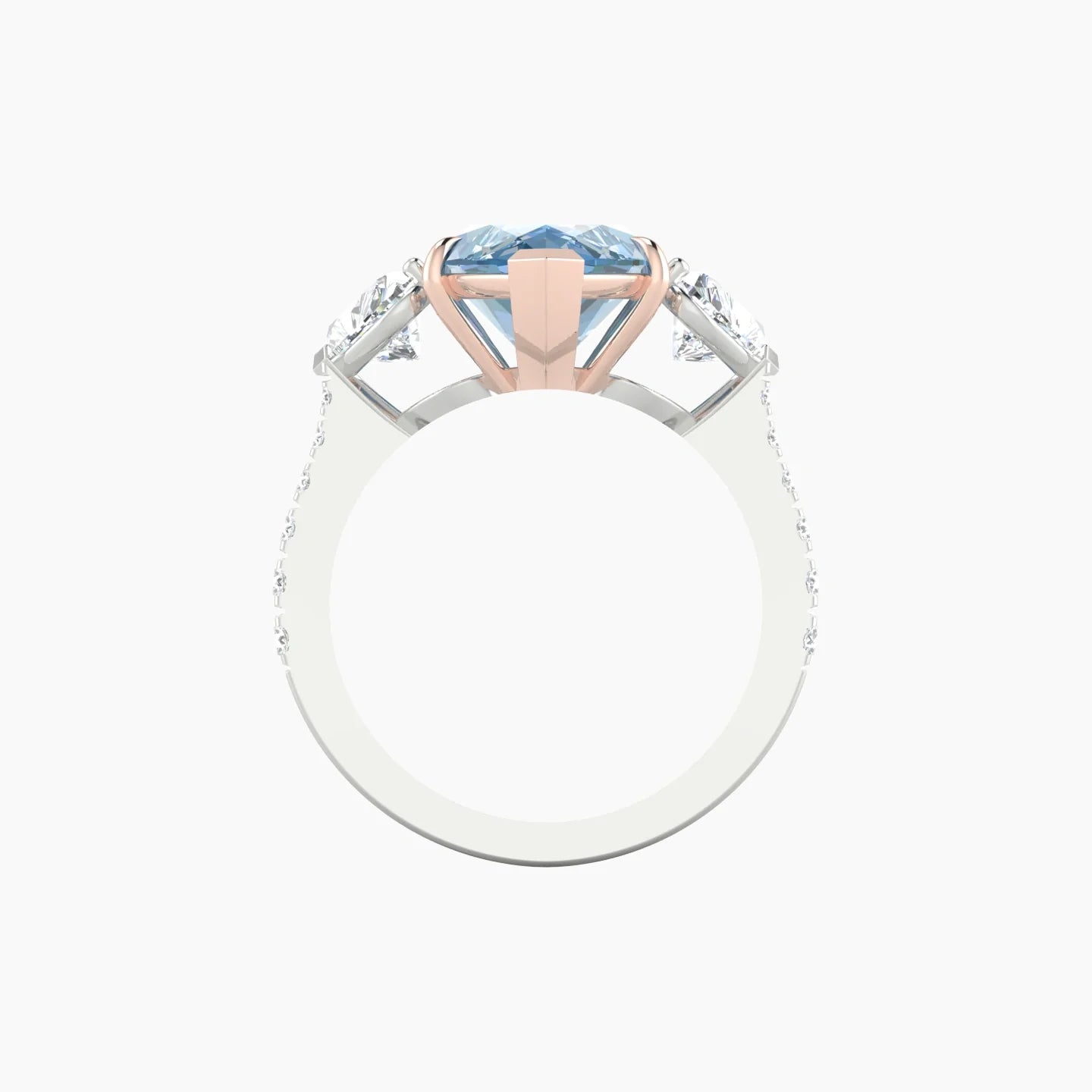 Simple Heart Trilogy with Reverse Shank | 18k White & Rose Gold 5 ct Marquise Cut Ring