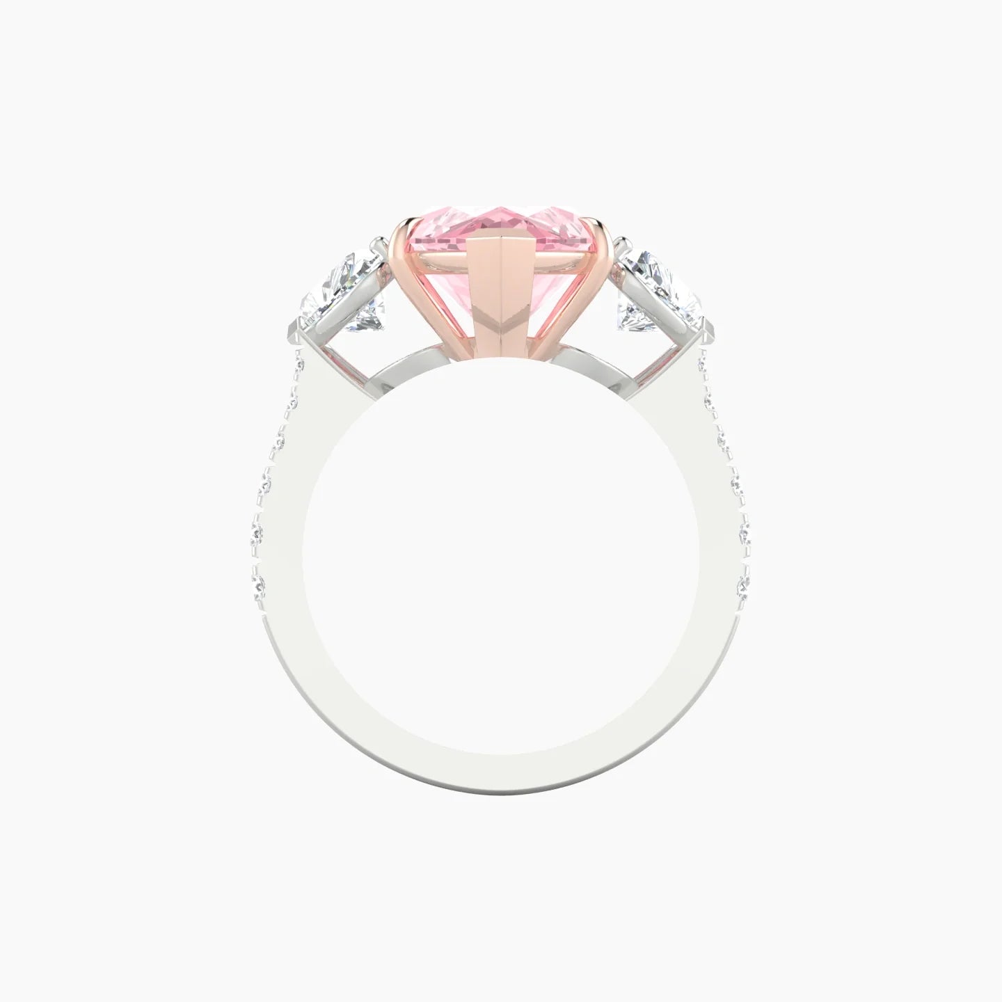 Simple Heart Trilogy with Reverse Shank | 18k White & Rose Gold 5 ct Marquise Cut Ring