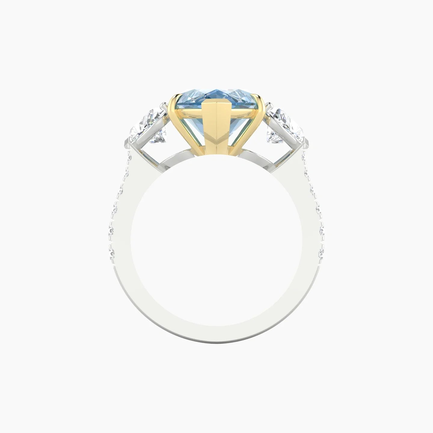 Simple Heart Trilogy with Reverse Shank | 18k White & Yellow Gold 5 ct Marquise Cut Ring