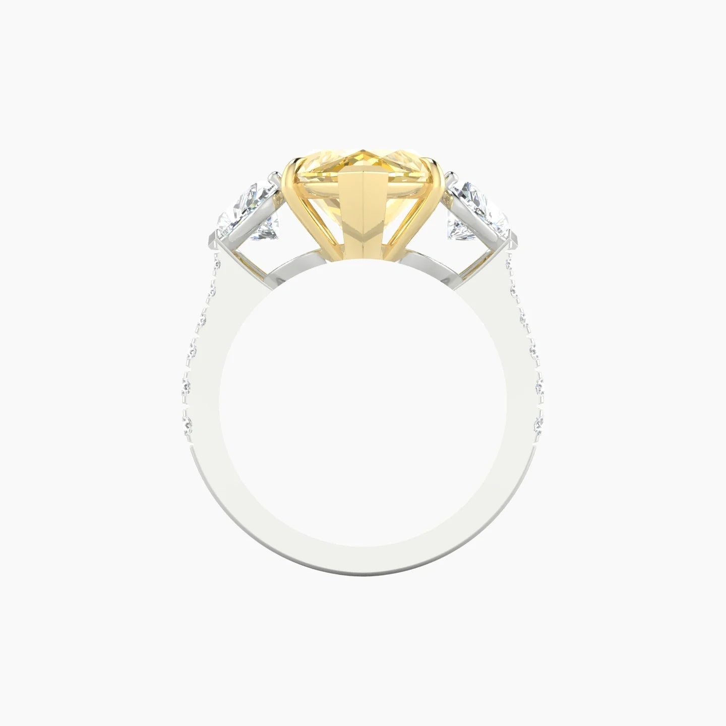 Simple Heart Trilogy with Reverse Shank | 18k White & Yellow Gold 5 ct Marquise Cut Ring