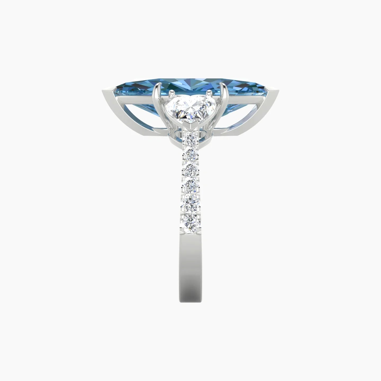 Simple Heart Trilogy with Reverse Shank | 18k White Gold 5 ct Marquise Cut Ring