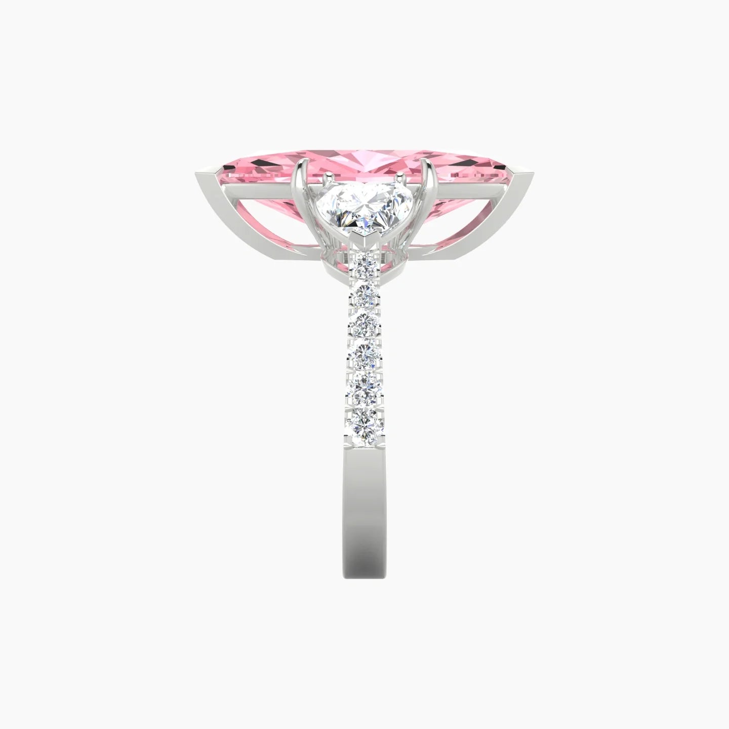 Simple Heart Trilogy with Reverse Shank | 18k White Gold 5 ct Marquise Cut Ring