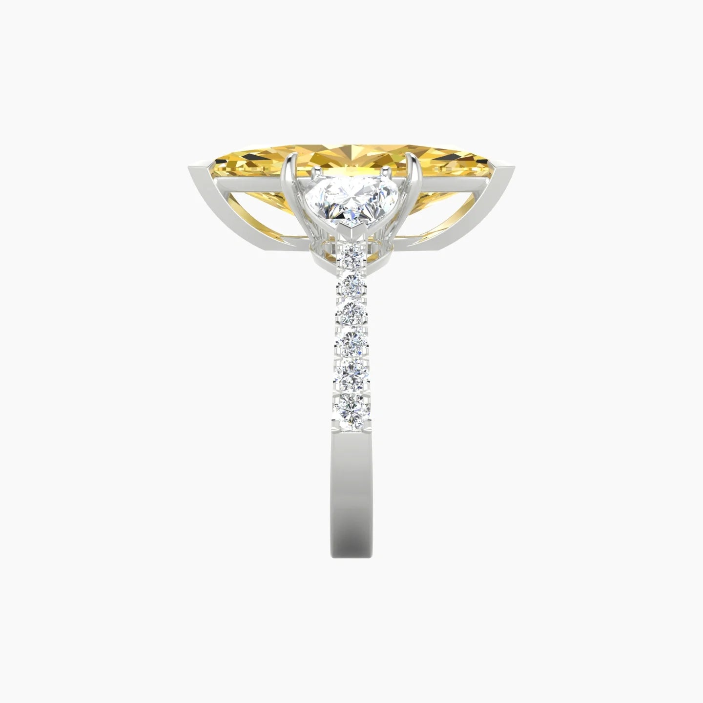 Simple Heart Trilogy with Reverse Shank | 18k White Gold 5 ct Marquise Cut Ring