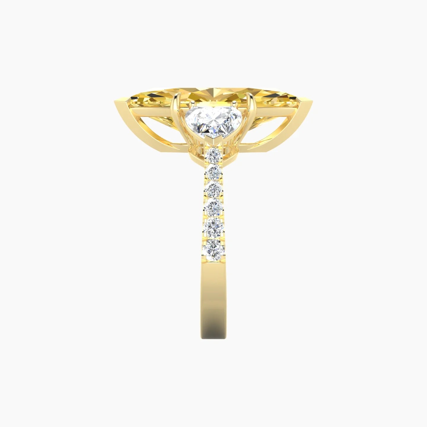 Simple Heart Trilogy with Reverse Shank | 18k Yellow Gold 5 ct Marquise Cut Ring