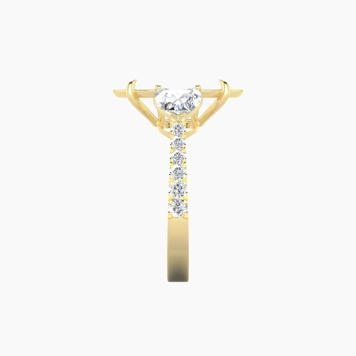 Simple Heart Trilogy with Reverse Shank | 18k Yellow Gold 5-7.99 ct Oval Cut Ring Setting