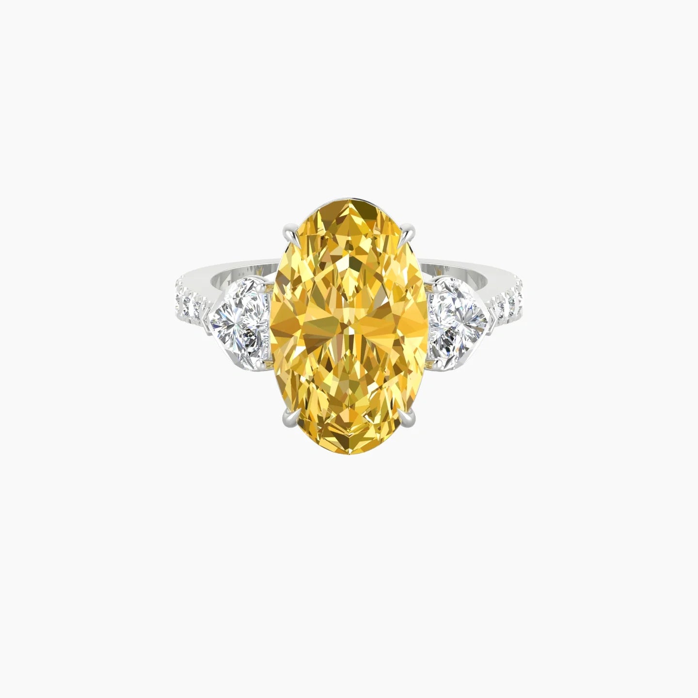 Simple Heart Trilogy with Reverse Shank | 18k White Gold 5 ct Oval Cut Ring