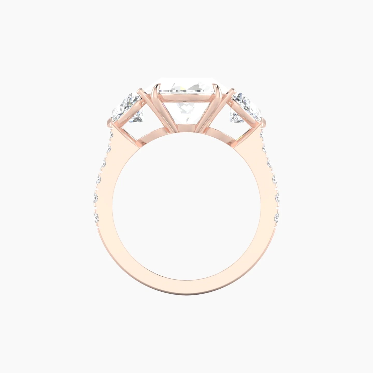 Simple Heart Trilogy with Reverse Shank | 18k Rose Gold 5 ct Oval Cut Ring