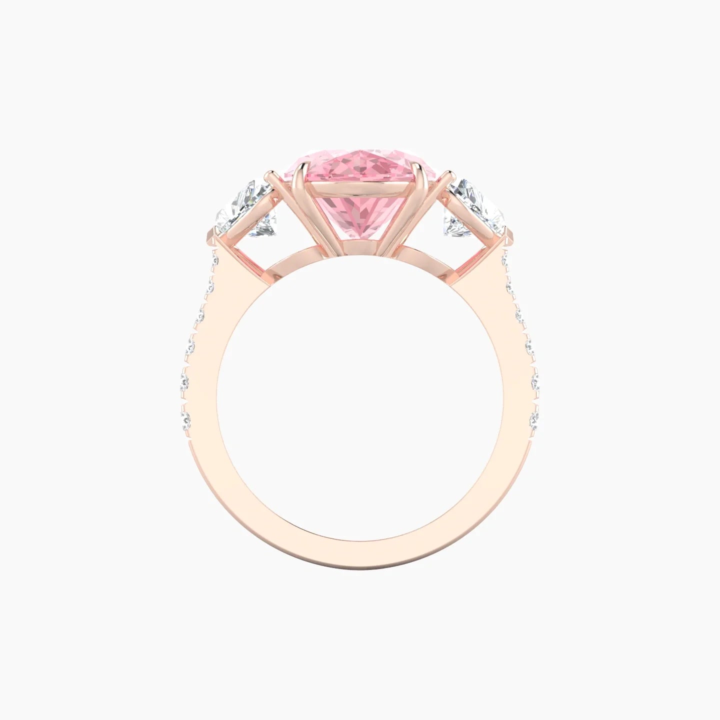 Simple Heart Trilogy with Reverse Shank | 18k Rose Gold 5 ct Oval Cut Ring