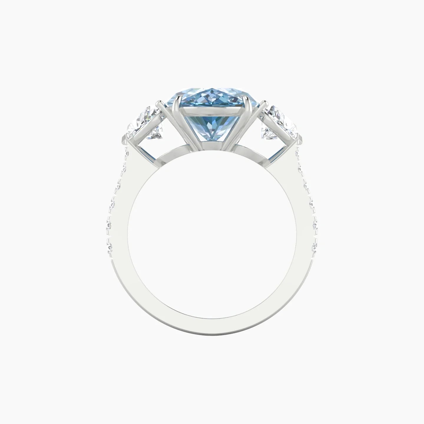 Simple Heart Trilogy with Reverse Shank | 18k White Gold 5 ct Oval Cut Ring